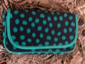 Thirty-One Teal Mod Dot Travel Makeup Case with Mirror
